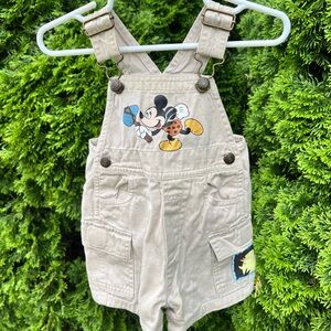 Vintage Mickey Mouse Tan Shortalls